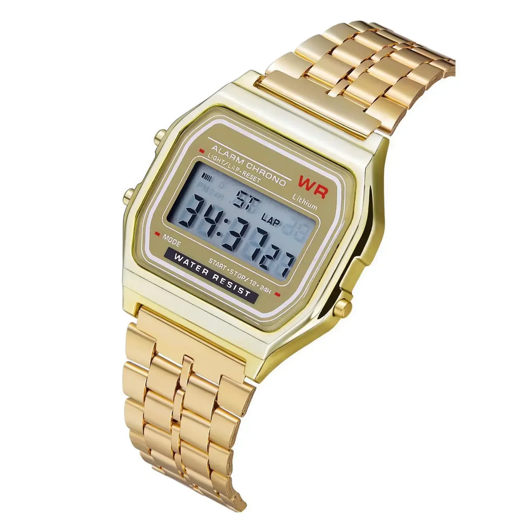 Luxury F91W Band Watch Retro Digital Stainless Steel Sports Military Watches Waterproof Men Women Electronic Wristwatch Clock