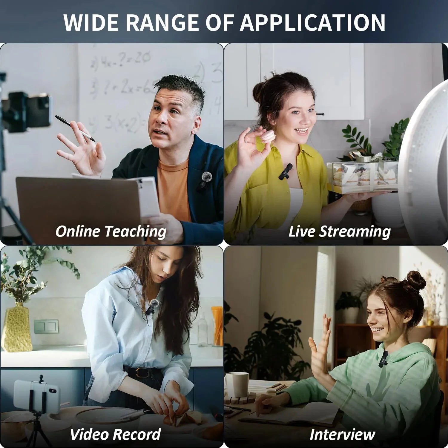 Wireless Lavalier Microphone Audio Video Recording Mini Mic   Android Laptop Live Gaming Mobile Phone Microphone