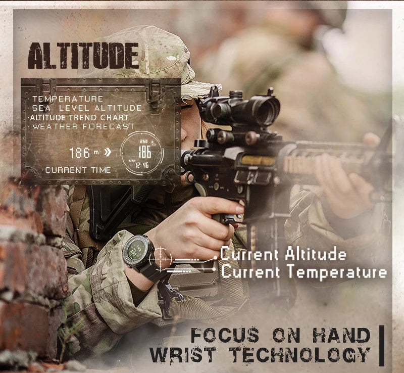 NORTH EDGE DESERT Men's Smart Watch Altimeter Barometer Compass Military Army Smartwatch Swimming Running Clock Waterproof 50m