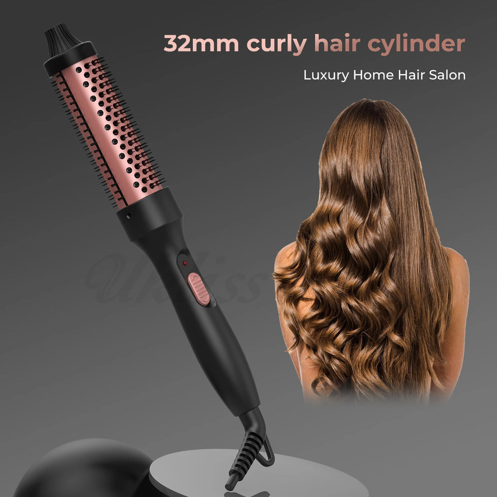 Thermal Brush, Heated Round Brush, 1 1/2 inch Thermal Round Brush Curling Iron Brush for Short Long Hair Hair Curling Brush