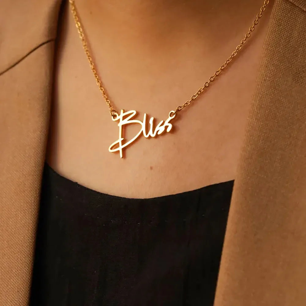 Personalized Name Necklace For Women 18k Gold Plating Stainless Steel Letter Necklace Minimalism Custom Jewelry Birthday Gift
