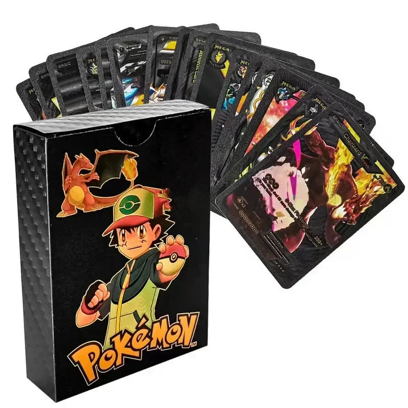55pcs Boxed Pikachu Gold Silver Black 7color VSTAR GX V VMAX Card English Game Battle Carte Trading Collection Cards Gifts