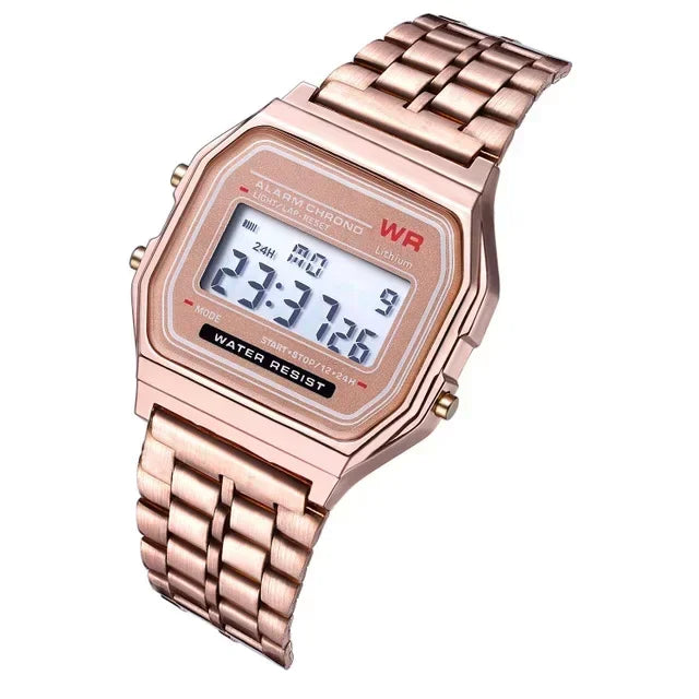 Luxury F91W Band Watch Retro Digital Stainless Steel Sports Military Watches Waterproof Men Women Electronic Wristwatch Clock