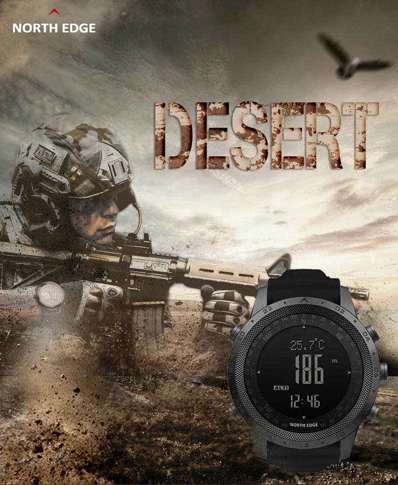 NORTH EDGE DESERT Men's Smart Watch Altimeter Barometer Compass Military Army Smartwatch Swimming Running Clock Waterproof 50m