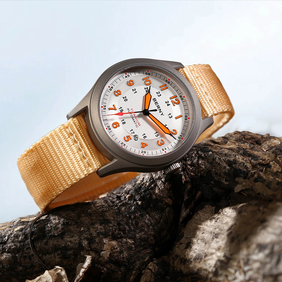 BERNY Titanium Automatic Men's Field Watches Date Sapphire Super Luminous Sports Easy Read Outdoor 10ATM Mechanical Pilot Watch