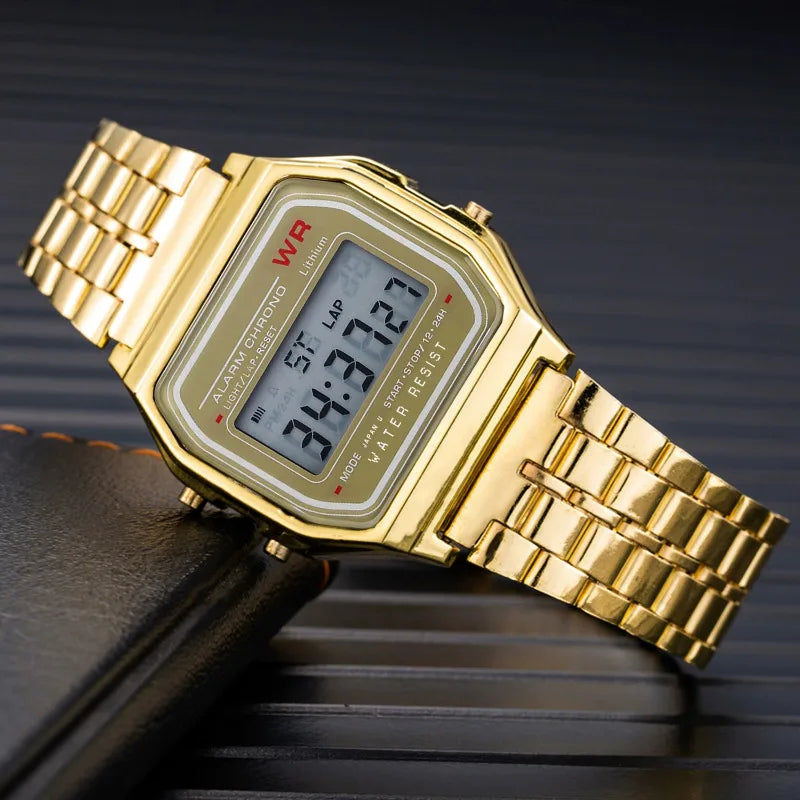 Luxury F91W Band Watch Waterproof Retro Digital Stainless Steel Sports Military Watches Men Women Electronic Wrist Watches Clock