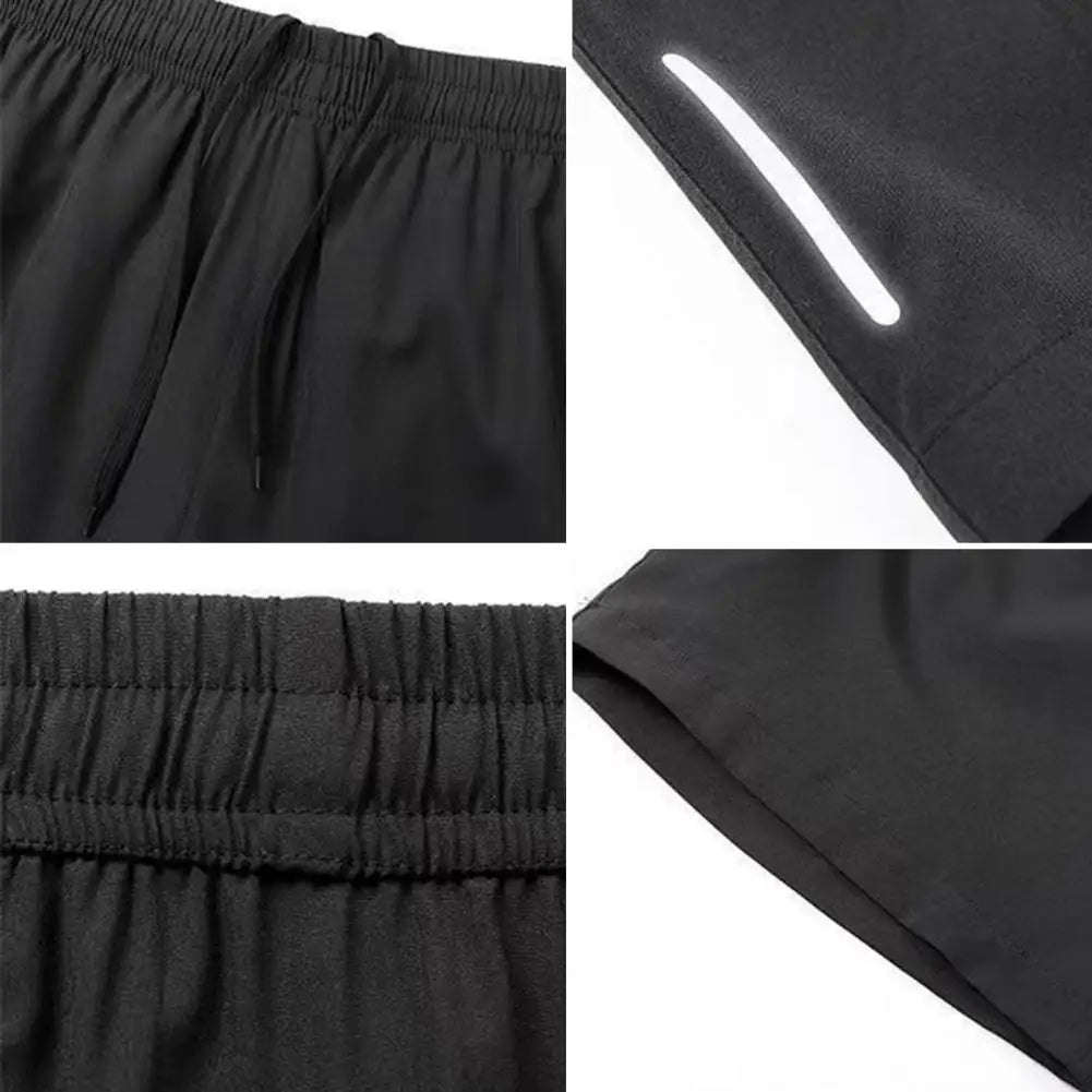 Men Beach Shorts Elastic Drawstring Waist Quick-Drying Casual Short Pants with Reinforced Pockets Street Quick-drying Shorts