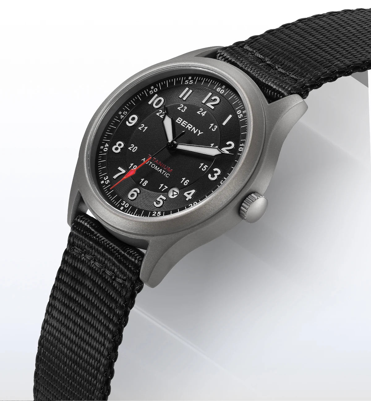 BERNY Titanium Automatic Men's Field Watches Date Sapphire Super Luminous Sports Easy Read Outdoor 10ATM Mechanical Pilot Watch