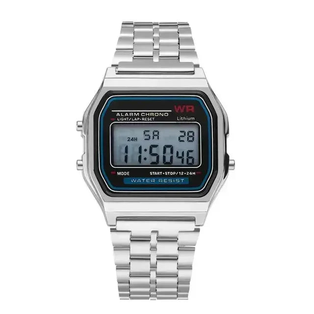 Luxury F91W Band Watch Retro Digital Stainless Steel Sports Military Watches Waterproof Men Women Electronic Wristwatch Clock