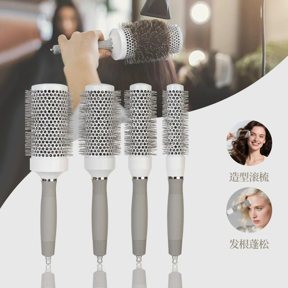 T Is a Professional Round Blow-Drying Roller Brush for Hairdressers, a Professional Curling Hot Air Brush, Available in 4 Sizes Suitable for All Hair Lengths, Ideal for Creating Stylish Curly Hairstyles, Suitable for Women's