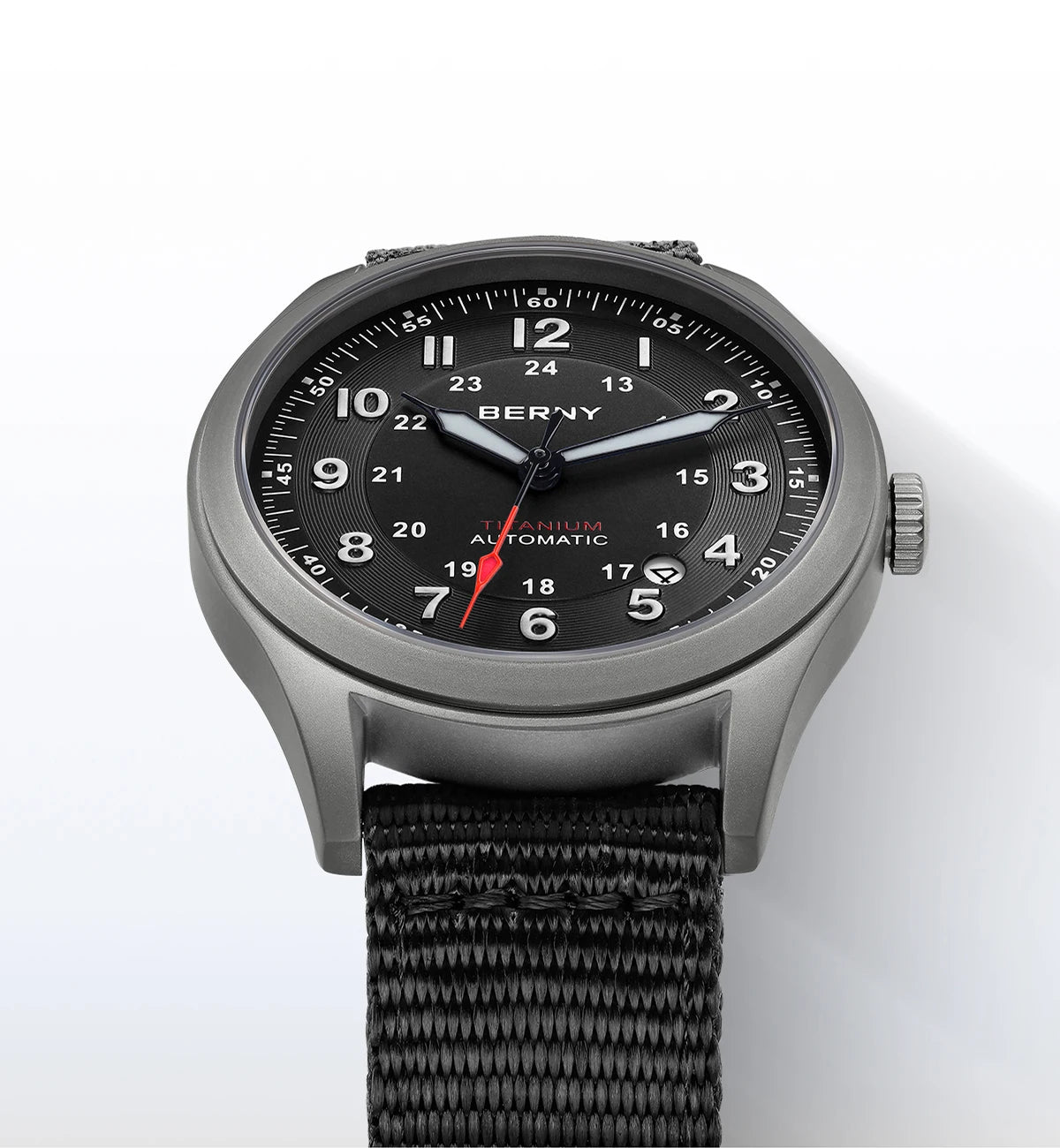 BERNY Titanium Automatic Men's Field Watches Date Sapphire Super Luminous Sports Easy Read Outdoor 10ATM Mechanical Pilot Watch