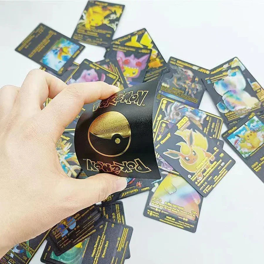 55pieces Pokemon Pikachu cards gold silver black Vmax GX Vstar English Spanish French German Combat Card Collection Toys Gift