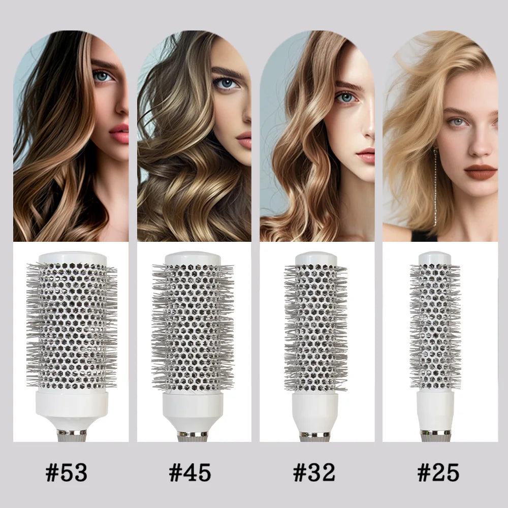 T Is a Professional Round Blow-Drying Roller Brush for Hairdressers, a Professional Curling Hot Air Brush, Available in 4 Sizes Suitable for All Hair Lengths, Ideal for Creating Stylish Curly Hairstyles, Suitable for Women's