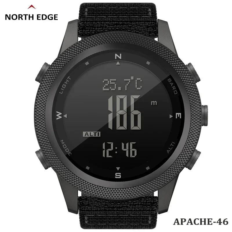 Able NORTH EDGE APACHE-46 Men's Digital Watch Military Sports Waterproof 50M Altimeter Barometer Compass World Time Wristwatch C
