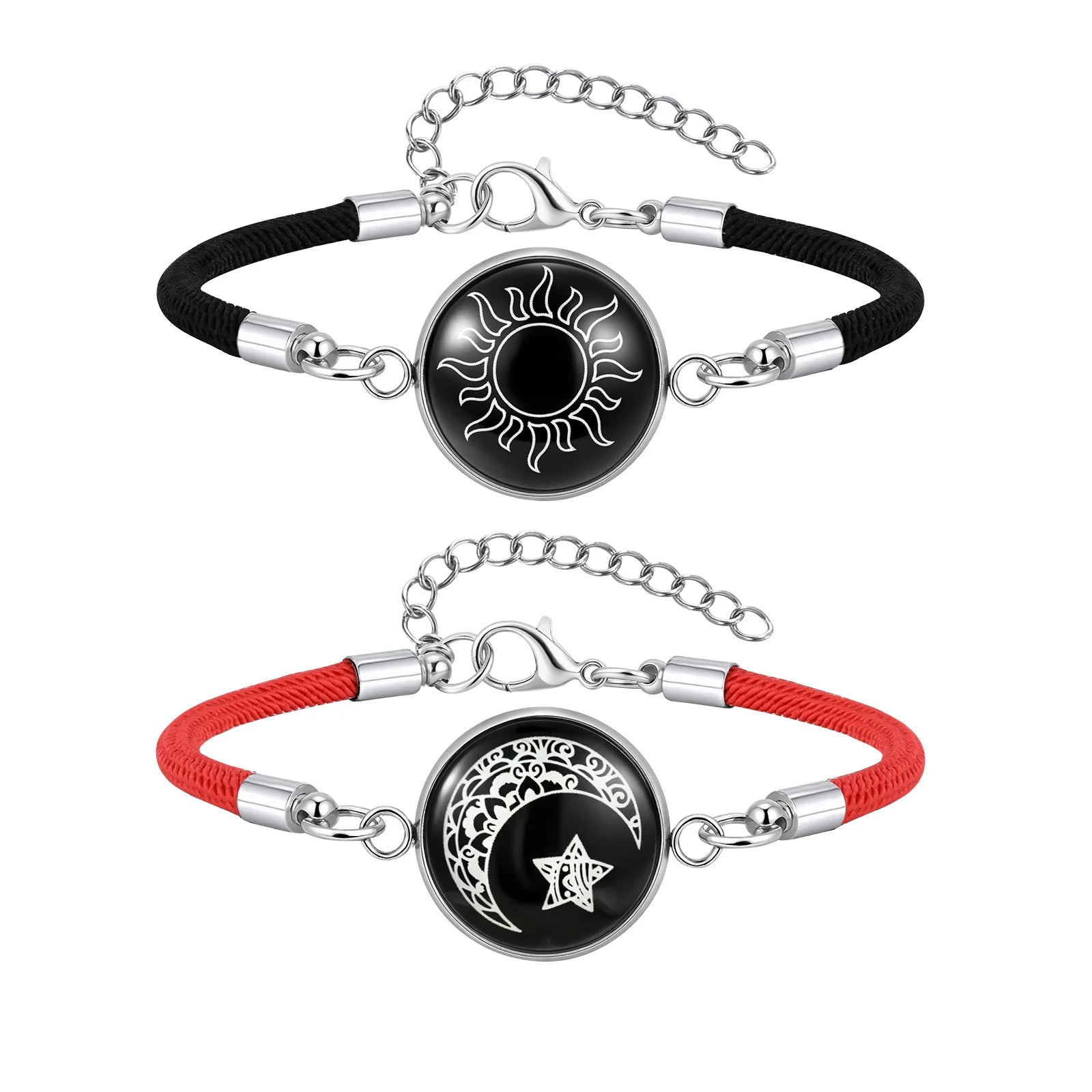 Sun And Moon Couple Bracelet for Women Men, Adjustable  Matching Braided Rope Chain Jewelry Love Gift