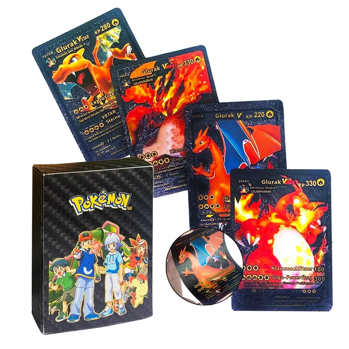 55PCS Pokemon Gold Foil Colorful Card Charizard Pikachu Arceus Silver Rainbow English VSTAR VMAX Card Gift