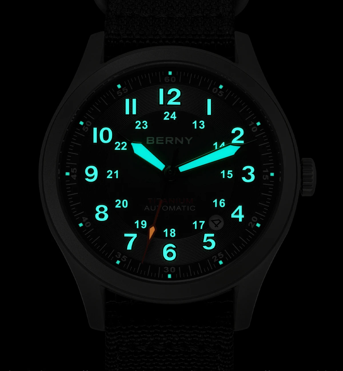 BERNY Titanium Automatic Men's Field Watches Date Sapphire Super Luminous Sports Easy Read Outdoor 10ATM Mechanical Pilot Watch