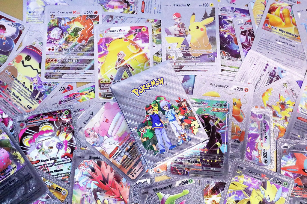 55PCS Pokemon Gold Foil Colorful Card Charizard Pikachu Arceus Silver Rainbow English VSTAR VMAX Card Gift