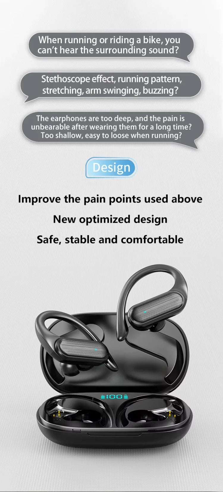 A520 Wireless Bluetooth 5.3 Earphones TWS Sports Earphones Touch HiFI Stereo Music Life Waterproof Hanging Earphones