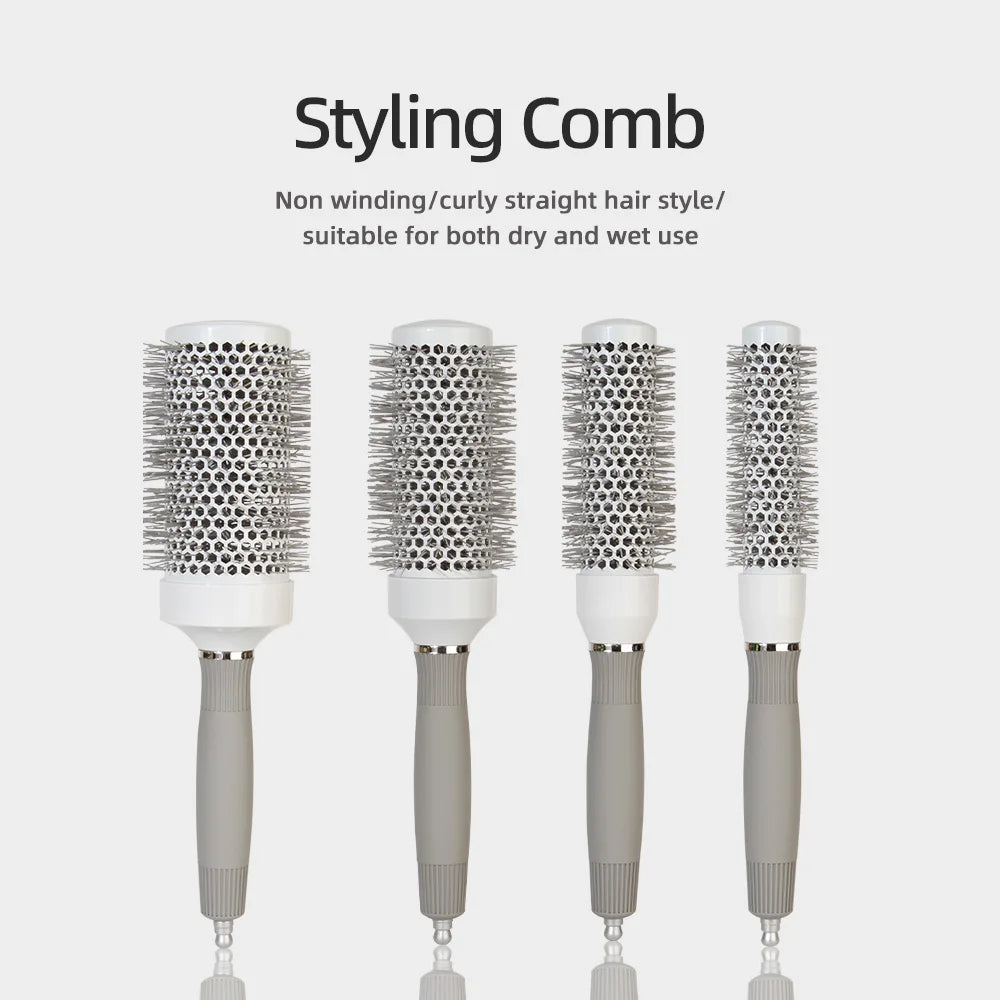 T Is a Professional Round Blow-Drying Roller Brush for Hairdressers, a Professional Curling Hot Air Brush, Available in 4 Sizes Suitable for All Hair Lengths, Ideal for Creating Stylish Curly Hairstyles, Suitable for Women's
