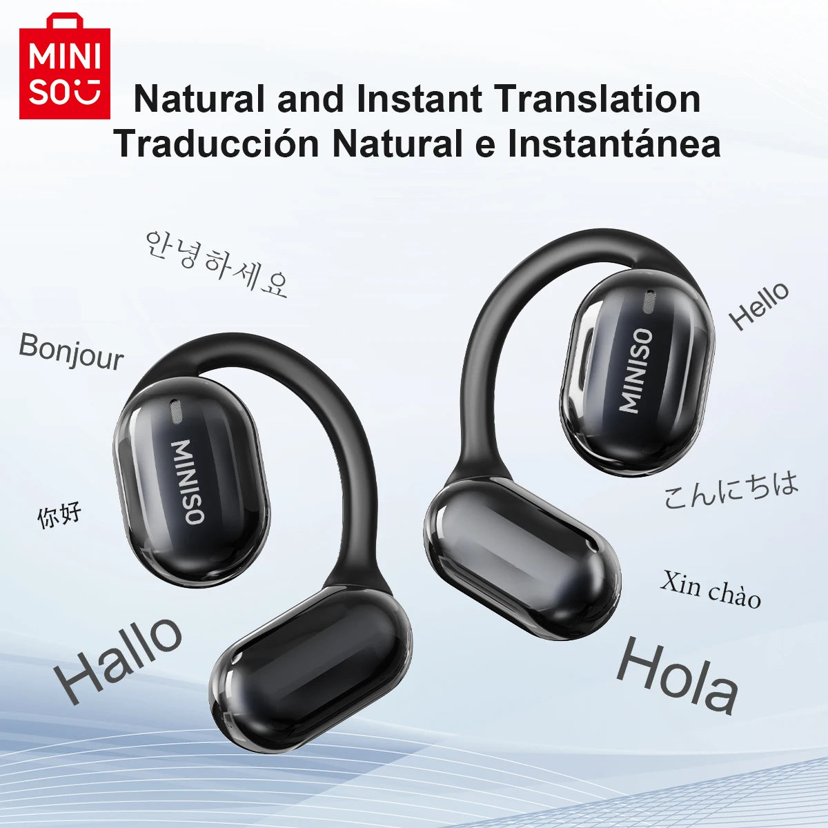 [AI Translator Earphone] MINISO MS162 Bluetooth Translation Earbuds AI Wireless Headphones Office Travel,16mm Driver Unit
