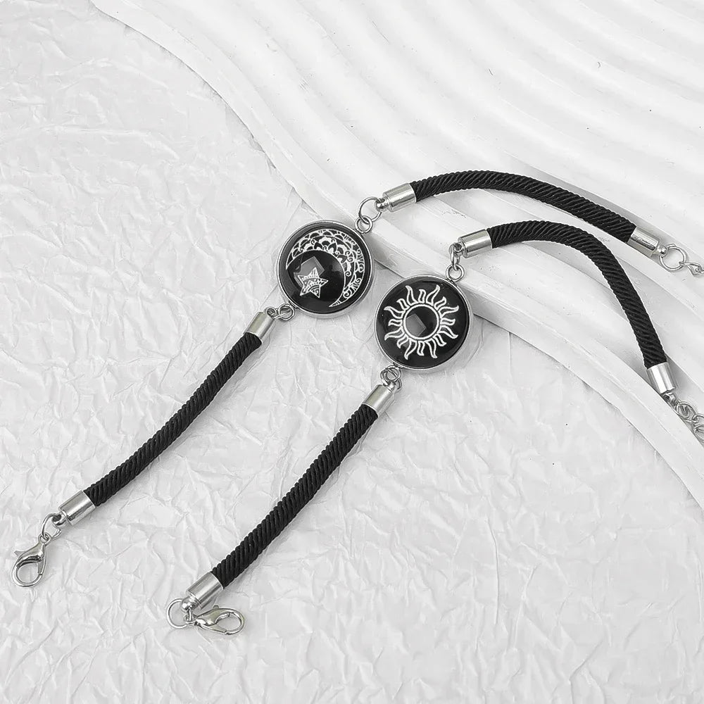 2PCS Couples Bracelet for Women Men Lover Luminous Sun Moon Rope Charm Friendship Girlfriend Party Charm Bracelets Jewelry Gift