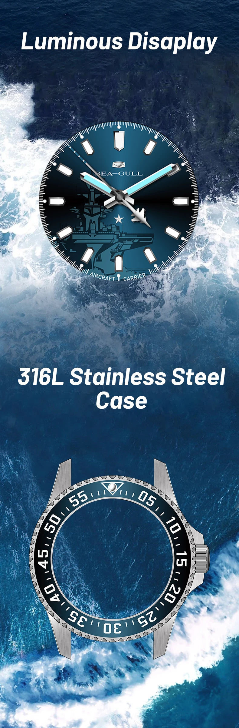 Seagull 44mm Diving Men Watches Automatic Mechanical Watch Sapphire Ocean Series 200M Waterproof Top Brand 816.32.1083 reloj