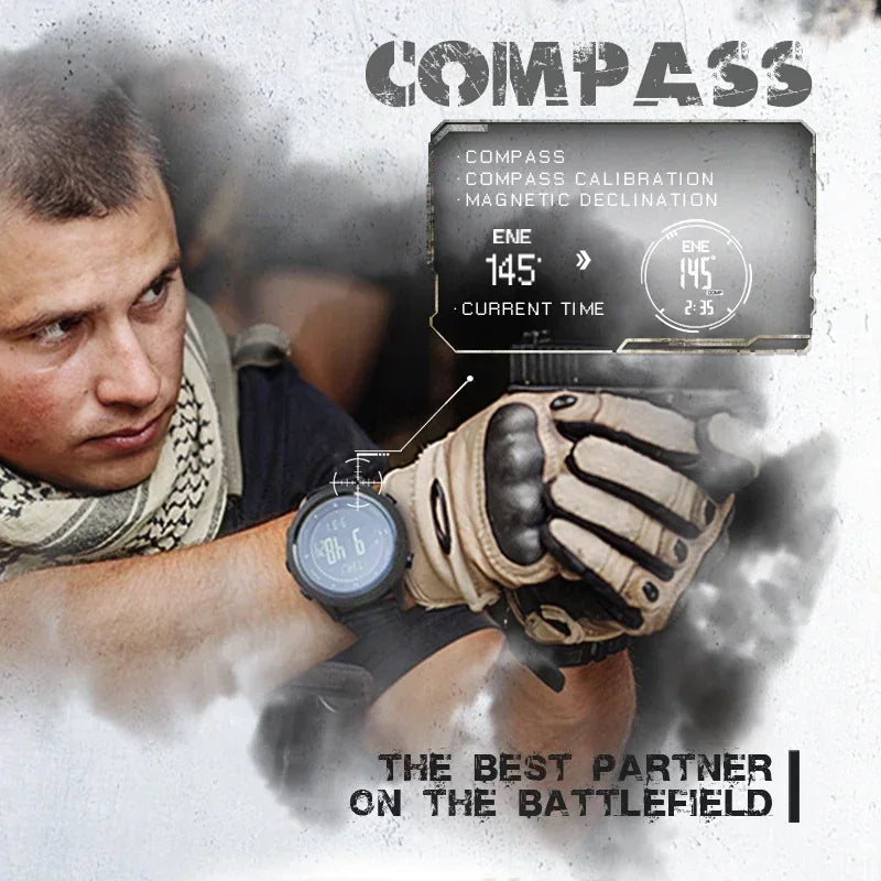 Able NORTH EDGE APACHE-46 Men's Digital Watch Military Sports Waterproof 50M Altimeter Barometer Compass World Time Wristwatch C