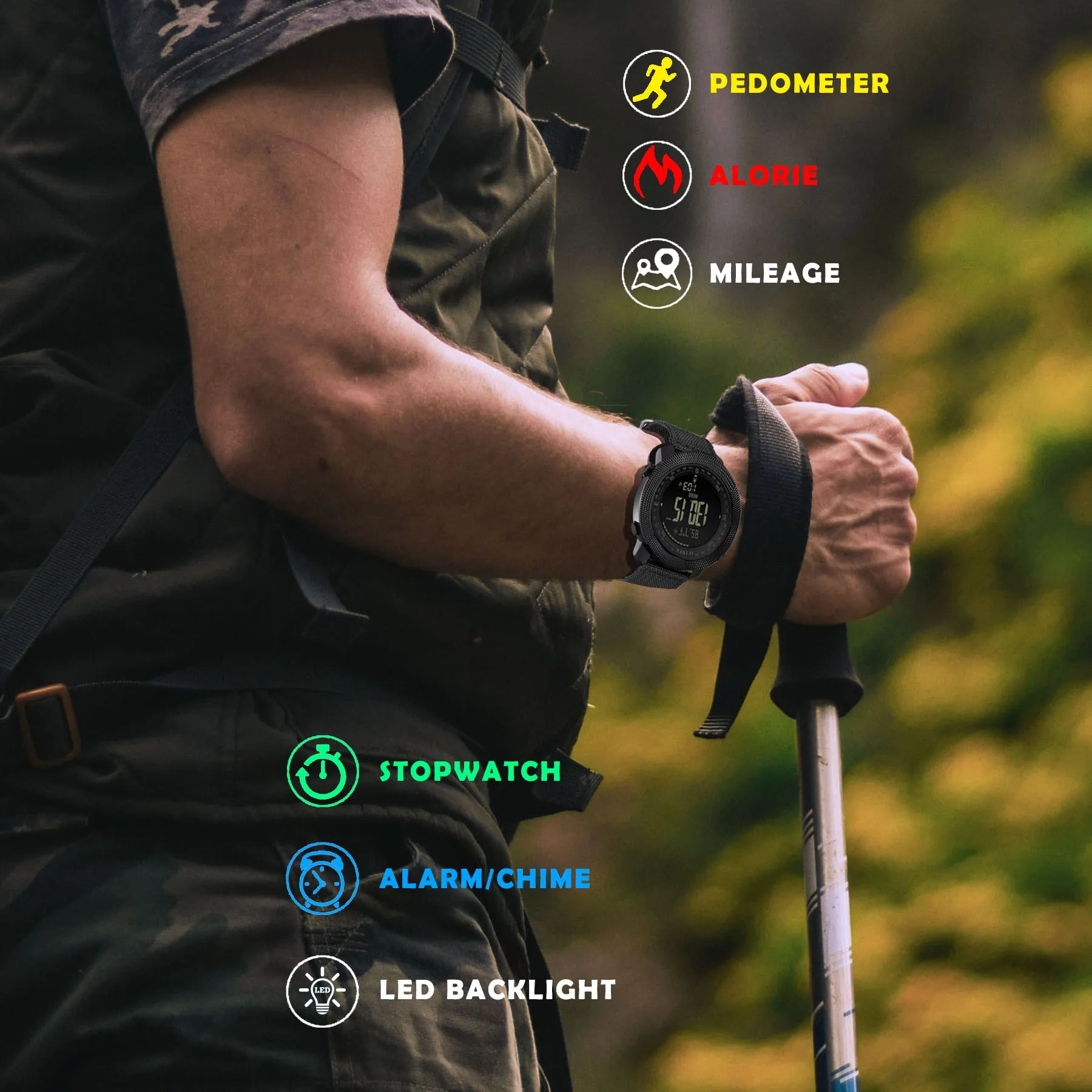 Avertk Men's Sport Digital Watch Running Military Watches Outdoor Compass Altimeter Barometer Watch waterproof 50m Wristwatches
