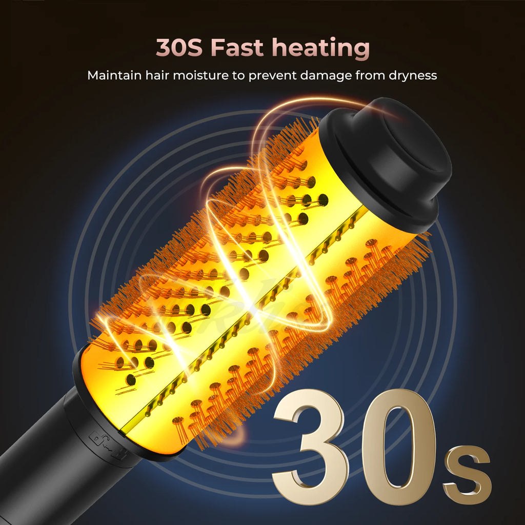 Thermal Brush Heated Curling Brush Ceramic Curling Iron Volumizing Brush with 3 head Heating Round Brush Travel Hair Curler Comb