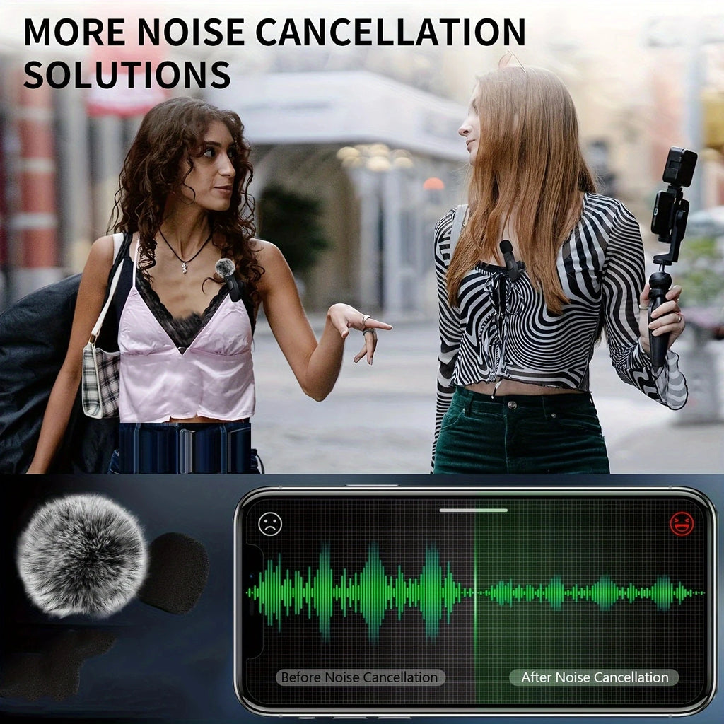 Wireless Lavalier Microphone Audio Video Recording Mini Mic   Android Laptop Live Gaming Mobile Phone Microphone