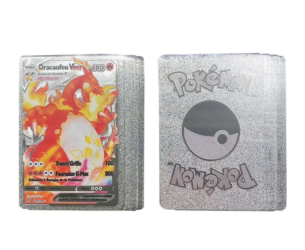 55PCS Pokemon Gold Foil Colorful Card Charizard Pikachu Arceus Silver Rainbow English VSTAR VMAX Card Gift