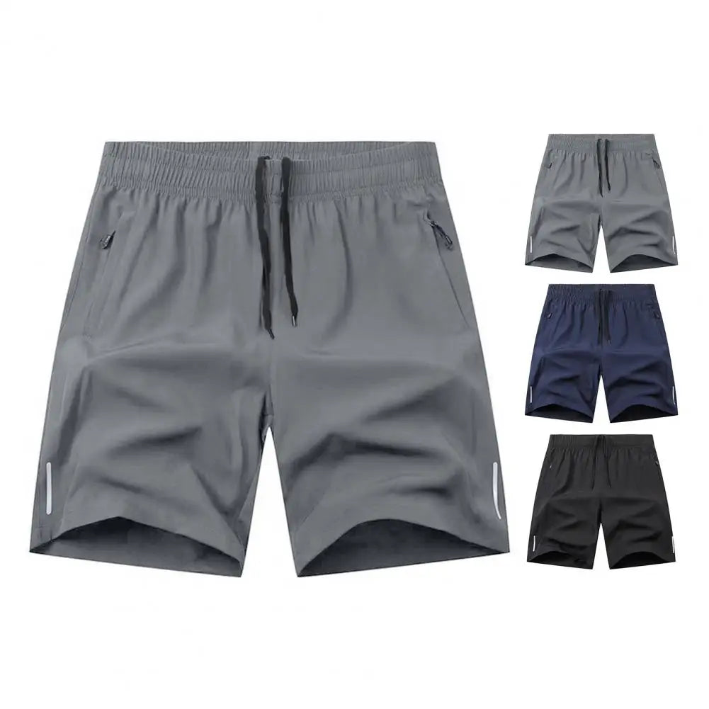 Men Beach Shorts Elastic Drawstring Waist Quick-Drying Casual Short Pants with Reinforced Pockets Street Quick-drying Shorts