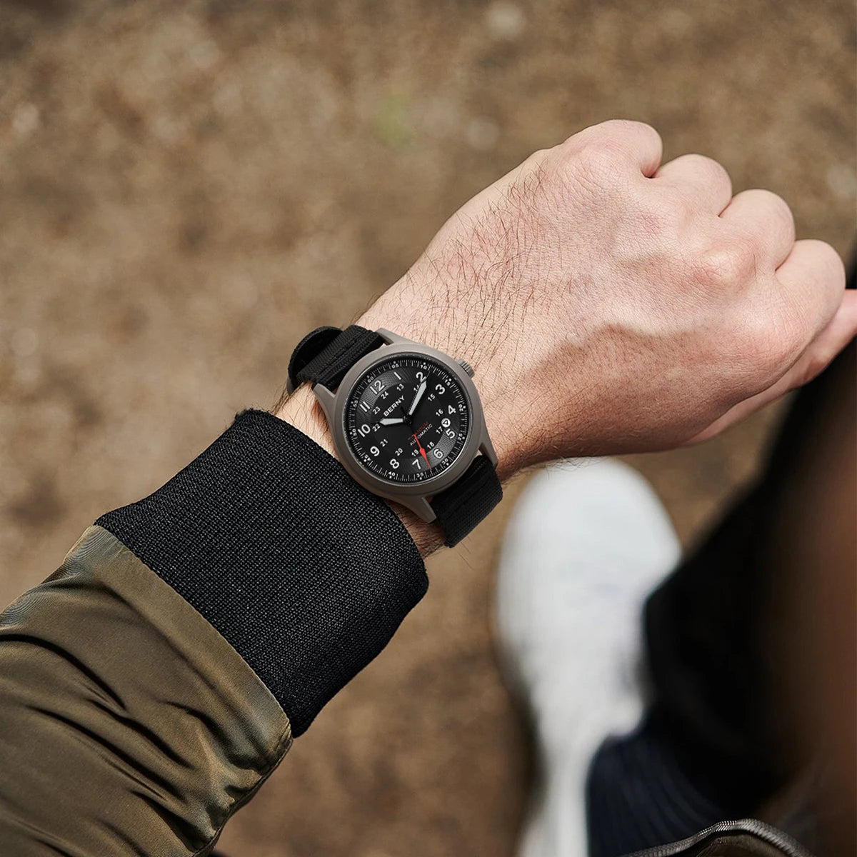 BERNY Titanium Automatic Men's Field Watches Date Sapphire Super Luminous Sports Easy Read Outdoor 10ATM Mechanical Pilot Watch