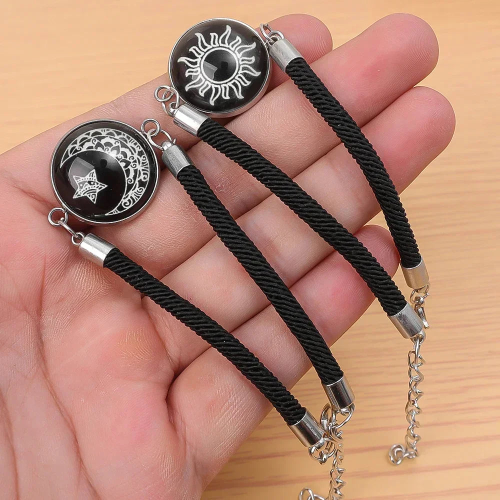2PCS Couples Bracelet for Women Men Lover Luminous Sun Moon Rope Charm Friendship Girlfriend Party Charm Bracelets Jewelry Gift
