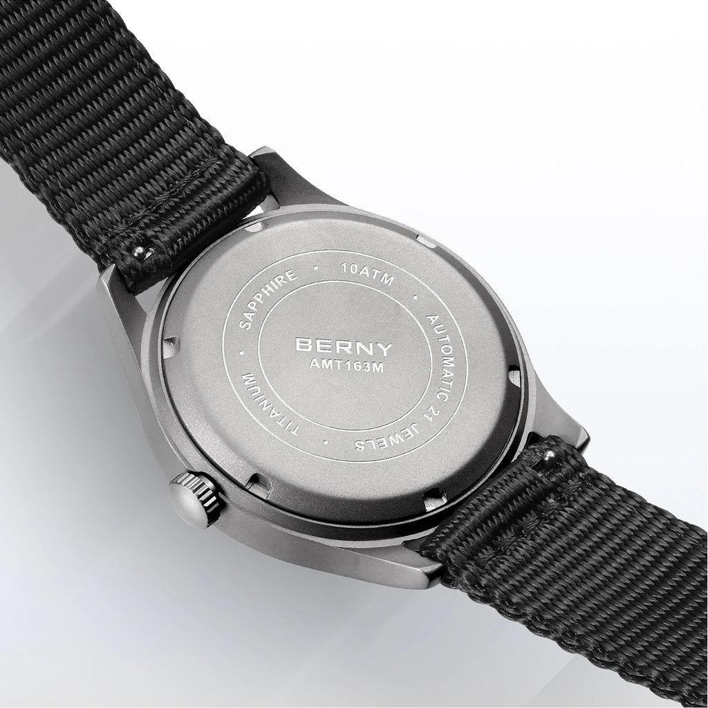 BERNY Titanium Automatic Men's Field Watches Date Sapphire Super Luminous Sports Easy Read Outdoor 10ATM Mechanical Pilot Watch