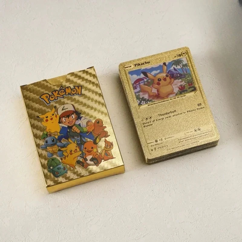 55pcs Boxed Pikachu Gold Silver Black 7color VSTAR GX V VMAX Card English Game Battle Carte Trading Collection Cards Gifts
