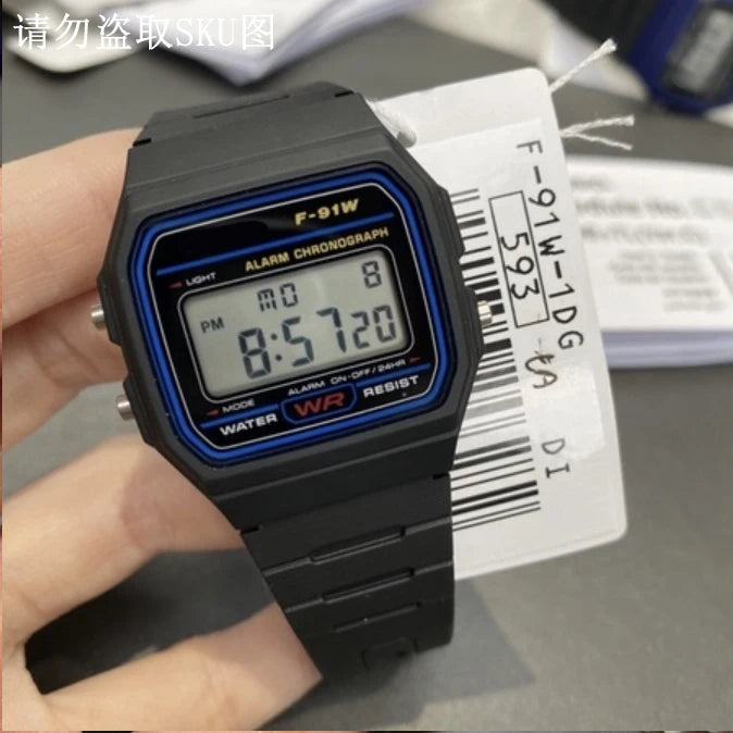Luxury F91W Band Watch Waterproof Retro Digital Stainless Steel Sports Military Watches Men Women Electronic Wrist Watch Clock