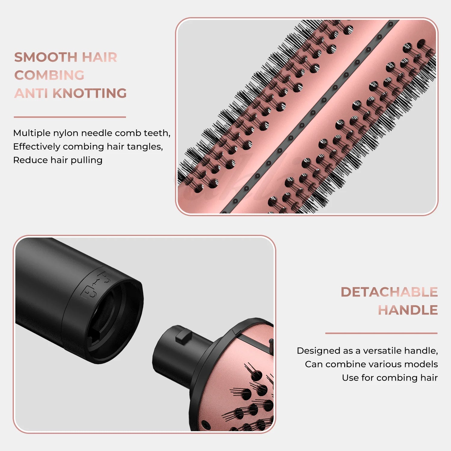 Thermal Brush Heated Curling Brush Ceramic Curling Iron Volumizing Brush with 3 head Heating Round Brush Travel Hair Curler Comb
