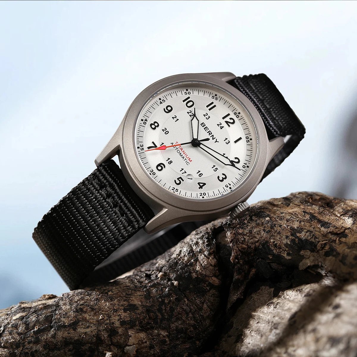 BERNY Titanium Automatic Men's Field Watches Date Sapphire Super Luminous Sports Easy Read Outdoor 10ATM Mechanical Pilot Watch